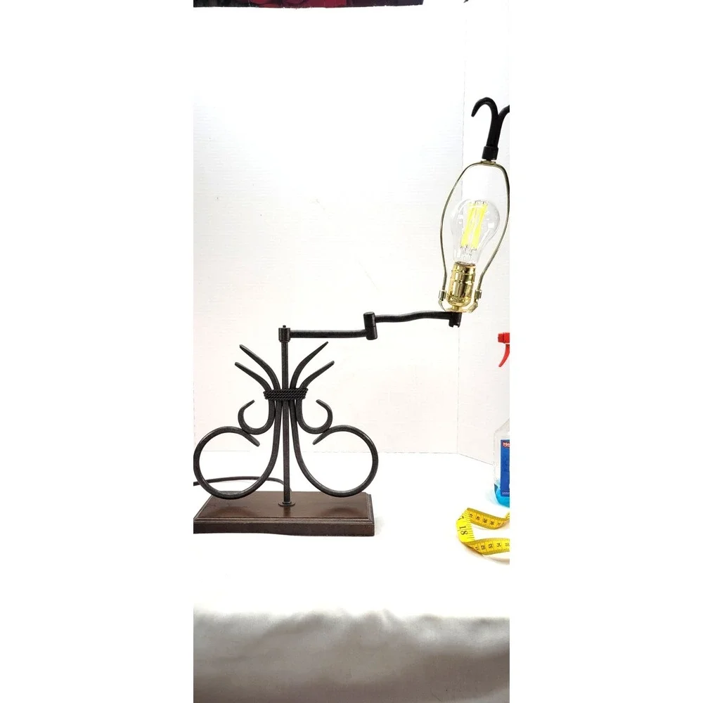 Vintage Wrought Iron Portable Table Lamp Western Style w Swing Arm 22